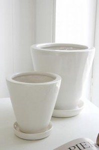 Flower Vase White Gray Set of 2