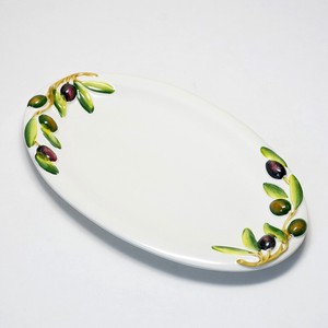 イタリア製 陶器 オリーブ オーバルプレート 32cm 大皿 パーティプレート 楕円皿 bre_ov