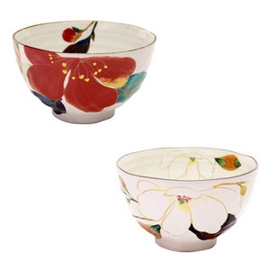 Mino Ware Pottery 1Pc Hana Kairo Rice Bowl 2 type Camellia Magnolia