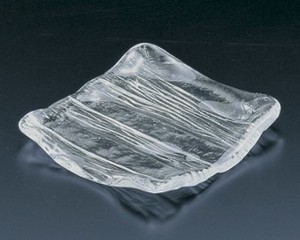 《日本製》氷河　角小皿【ガラス 皿】【刺身皿】