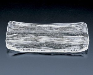 《日本製》氷河　長小皿【ガラス 皿】【刺身皿】