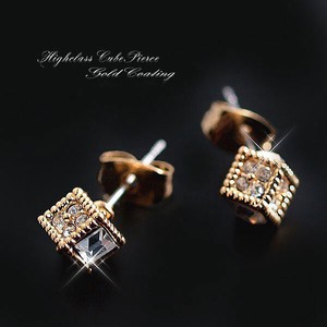 Pierced Earrings Titanium Post Cubic Zirconia Design Crystal