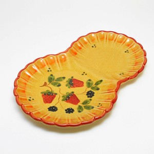 ポルトガル製 陶器 手描き ストロベリー フルーツ柄 カフェ 食器 モーニングプレート