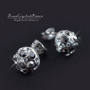 Crystal Use Titanium Post Black Dome Pierced Earring Silver Pierced Earring 18 1