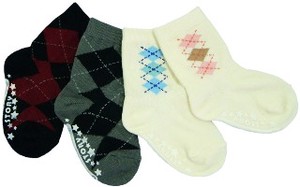 婴儿袜子 菱形图案 圆领 日本制造