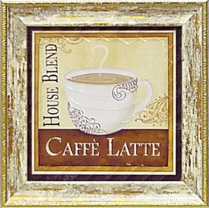 ミニ ゲル アートフレーム【低単価アート】カフェ、コーヒー柄＜樹脂フレーム＞