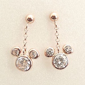 Pierced Earrings Gold Post Cubic Zirconia Pink