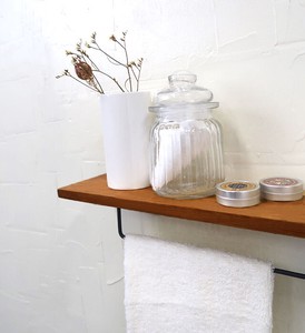 Iron Towel Hanger Attached Shelf