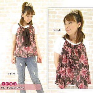 Camisole Chiffon Floral Pattern Tops 2-way