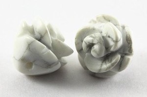 【モチーフビーズ】薔薇 (立体) 10mm ホワイトハウライト