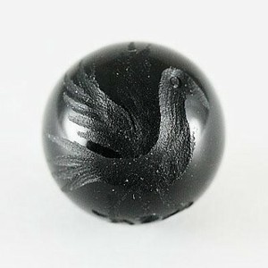 【彫刻ビーズ】オニキス 12mm (素彫り) ヤタガラス【天然石 パワーストーン】