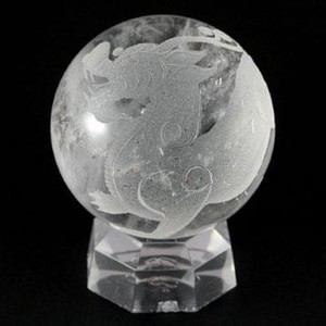 【彫刻置物】丸玉 水晶40mm (素彫り) ヤアズ
