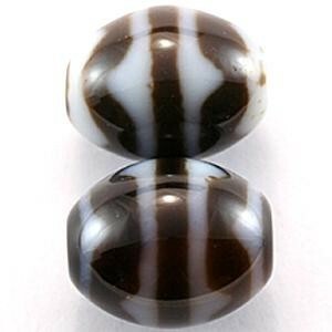 【天珠ビーズ】高級風化天珠1.3cm 四線虎牙(双虎牙)