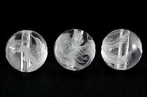 【彫刻ビーズ】水晶 10mm (素彫り) 鳳凰