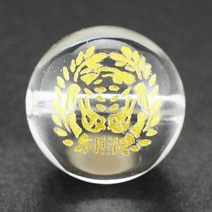 【彫刻ビーズ】水晶 12mm (金彫り) 戦国武将「伊達政宗」