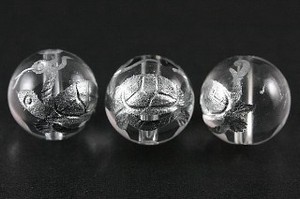 【彫刻ビーズ】水晶 12mm (銀彫り) 玄武