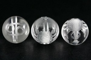 【天然石彫刻ビーズ】水晶 12mm (素彫り) 12星座「蟹座」【天然石 パワーストーン】