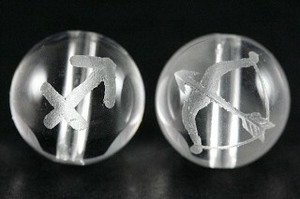 【彫刻ビーズ】水晶 12mm (素彫り) 12星座「射手座」【天然石 パワーストーン】