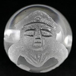 【彫刻ビーズ】水晶 12mm (素彫り) 七福神「恵比寿」