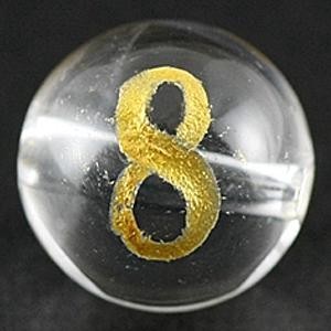 【彫刻ビーズ】水晶 8mm (金彫り) 数字「8」 (横穴)