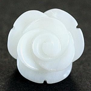 【モチーフビーズ】薔薇 (立体) 12mm ホワイトジェード
