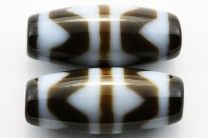 【天珠ビーズ】高級風化天珠2.0cm 四線虎牙(双虎牙)【天然石 パワーストーン】