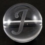 【彫刻ビーズ】水晶 12mm (素彫り) アルファベット「J」
