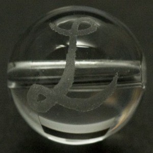 【彫刻ビーズ】水晶 12mm (素彫り) アルファベット「L」