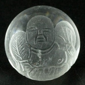 【彫刻ビーズ】水晶 20mm (素彫り) 七福神「布袋和尚」