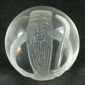 【彫刻ビーズ】水晶 20mm (素彫り) 七福神「寿老人」