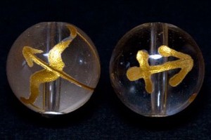 【彫刻ビーズ】水晶 10mm (金彫り) 12星座「射手座」