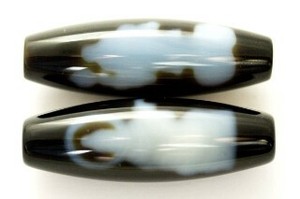【天珠ビーズ】高級風化天珠3.8cm 大黒天・弁財天 (茶地に白模様タイプ) 天然石