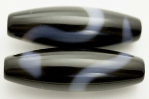 【天珠ビーズ】高級風化天珠3.8cm 白蛇 (茶地に白模様タイプ)