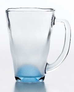 《日本製》泡立ちぐらす　山　マグ(ブルー)【ビールグラス】【ビヤグラス】【酒】【マグカップ】