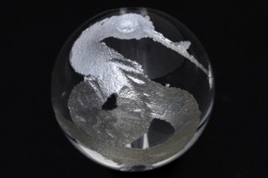 【彫刻ビーズ】水晶 12mm (白彫り) 蛇