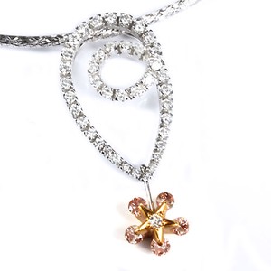Diamond Gold Chain Necklace Pink Pendant
