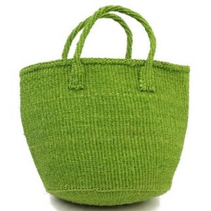【再入荷】サイザルバッグ共手9インチ　無地　黄緑