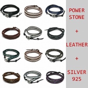 Silver Bracelet  sliver Buttons Genuine Leather