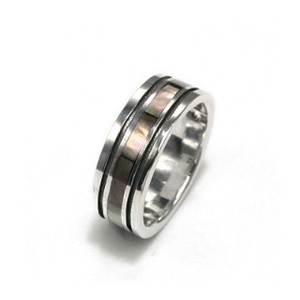 Silver-Based Shell Ring sliver black Simple
