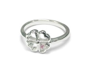 Silver-Based Cubic Zirconia Ring sliver Pink Clover Rings