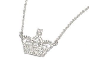 Cubic Zirconia Silver Chain Necklace Crown sliver