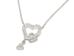 Cubic Zirconia Silver Chain Design Necklace sliver