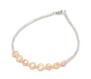 Gemstone Bracelet Pearls/Moon Stone sliver