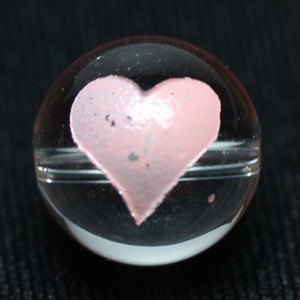 【彫刻ビーズ】水晶 12mm (ピンク彫り) ハート