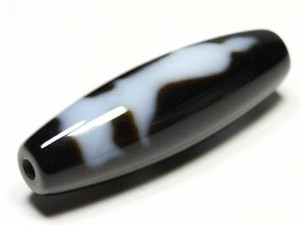 【天珠ビーズ】高級風化天珠3.8cm 如意観音 (茶地に白模様タイプ)