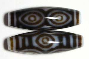 【天珠ビーズ】高級風化天珠3.8cm 龍眼(3.8cm) (白地に茶模様タイプ)