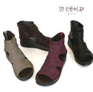 [New colors added] Genuine Leather Behind Fastener Boots Sandal San Easily Sole