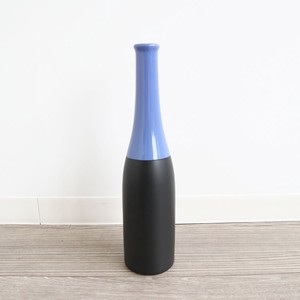 【直送可】モダンテイスト 陶器フラワーベース（花瓶） ブラック＆ブルー