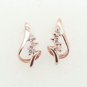 Pierced Earrings Gold Post Diamond
