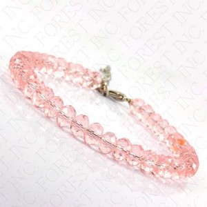 Glass Bracelet Pink Buttons Crystal Clear